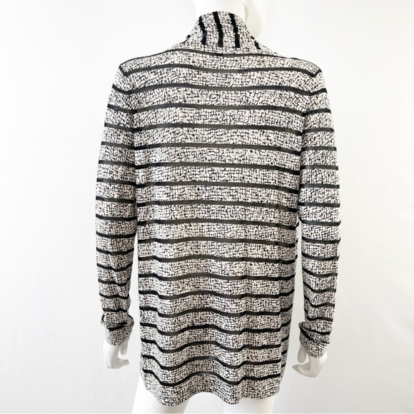 Neiman Marcus Cashmere Collection Gray Striped Open Front Cardigan Sweater Sz S - Picture 6 of 9